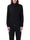 Emporio Armani Canneté-effect Stretch Nylon Full-zip Blouson In Black