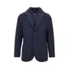 Emporio Armani Canneté Fabric Jacket With Detachable Panel In Blue
