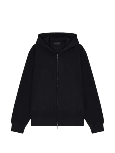 Emporio Armani Travel Essentials Interlock Zip Up Sweatshirt In Blue