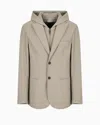 Emporio Armani Regular Fit Detachable Hooded Inner Bib Blazer In Beige