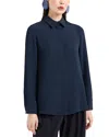 Emporio Armani Cannette Cady Blouse In Dark Navy