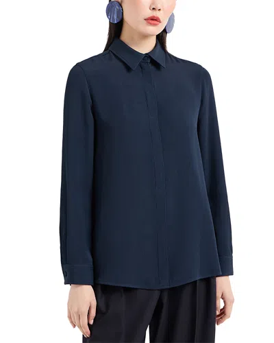 Emporio Armani Cannette Cady Blouse In Dark Navy