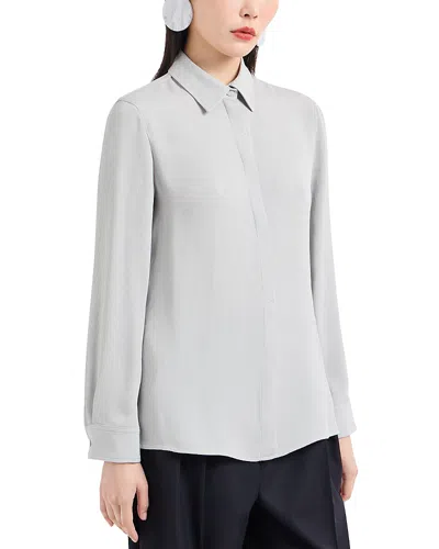 Emporio Armani Cannette Cady Blouse In Sliver