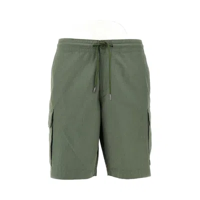 Emporio Armani Canvas Cargo Bermuda Shorts In Green