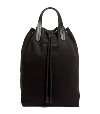 Emporio Armani Canvas Cross-body Bag In Black