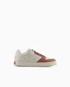 Emporio Armani Canvas Sneakers With All-over Eagles In Neutral