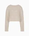 Emporio Armani Official Store Cape-effect Cropped Jumper In Ottoman Fabric In Beige