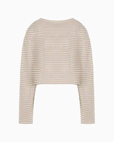 Emporio Armani Official Store Cape-effect Cropped Jumper In Ottoman Fabric In Beige