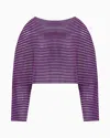 Emporio Armani Official Store Cape-effect Cropped Jumper In Ottoman Fabric In Purple