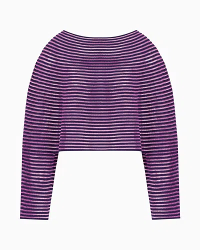 Emporio Armani Official Store Cape-effect Cropped Jumper In Ottoman Fabric In Purple