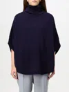 Emporio Armani Womens Virgin Wool Blend Buckle Poncho Sweater In Blau