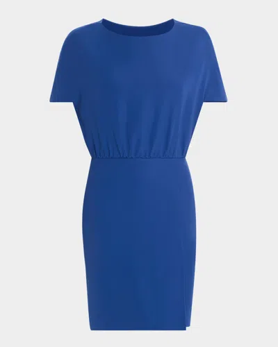 Emporio Armani Cape-sleeve Cady Dress In Cobalt Blue