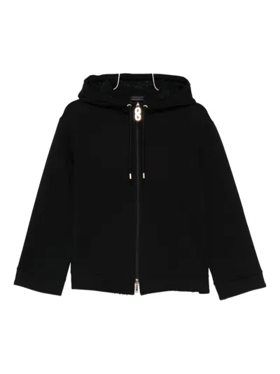 Emporio Armani Cotton Hooded Jacket Drawstring Long Sleeves In Black