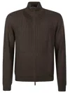 Emporio Armani Grid-pattern Zip-up Cardigan In Black