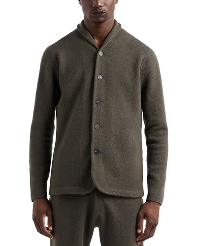 Emporio Armani Cardigan Button Blazer In Mud Green