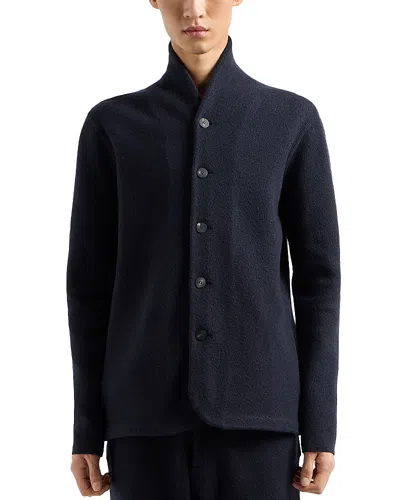 Emporio Armani Cardigan Button Blazer In Navy Blue