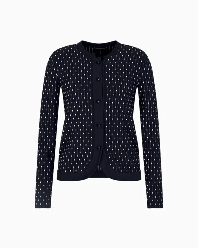 Emporio Armani Cardigan En Maille Unie De Viscose Jacquard À Pois