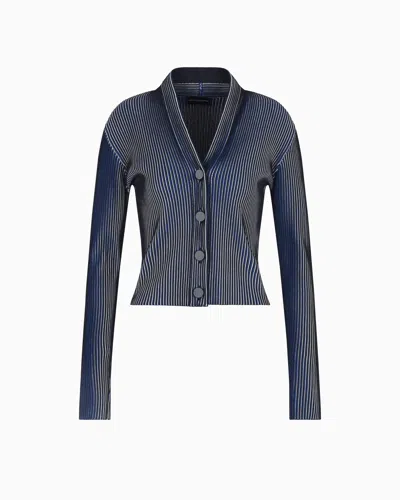 EMPORIO ARMANI PLATED-EFFECT KFB FABRIC CARDIGAN
