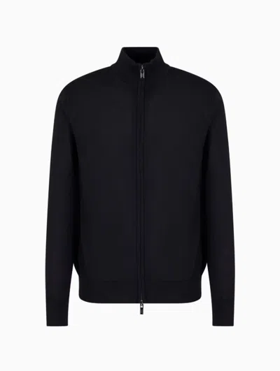 Emporio Armani Cardigan Full Zip In Blue