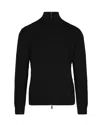 Emporio Armani Zip-front Grid-pattern Cardigan In Black