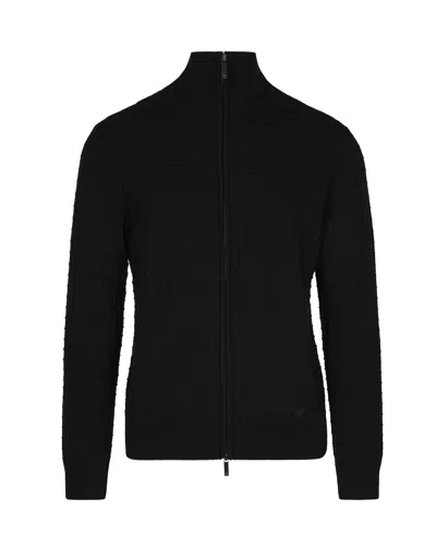 Emporio Armani Cardigan Full Zip Nero In Black