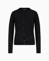 Emporio Armani Cardigan In Plain-knit, Pure Virgin Wool In Black