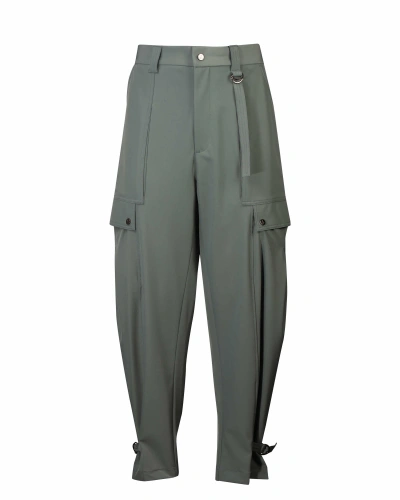 Emporio Armani Cargo Trousers In Stretch Technical Gabardine In Gray