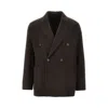 Emporio Armani Cashmere And Wool Doubke-breasted Jacket In Brown