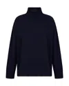 Emporio Armani Icon Virgin Wool Mock-neck Jumper With A Plated Check Motif In Solid Blue