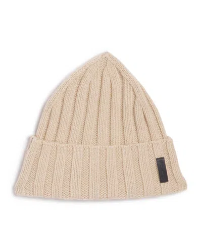 Emporio Armani Cashmere Logo Beanie In Grey