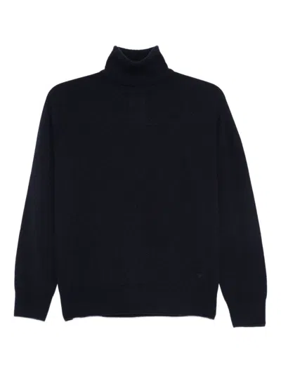Emporio Armani Cashmere Turtle-neck Sweater In Blue