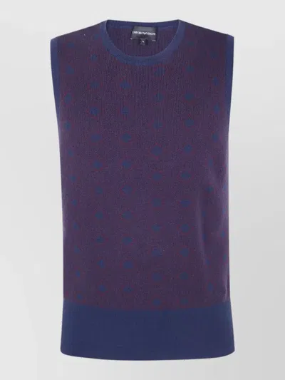 Emporio Armani Cashmere V-neck Sleeveless Gilet In Blue