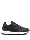 Emporio Armani Casual Blue Sneakers With Textured Sole In Black