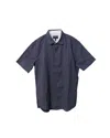 Emporio Armani Casual Button-up Shirt In Navy Blue Cotton In Blue
