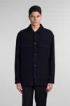 Emporio Armani Virgin Wool Overshirt In Blue