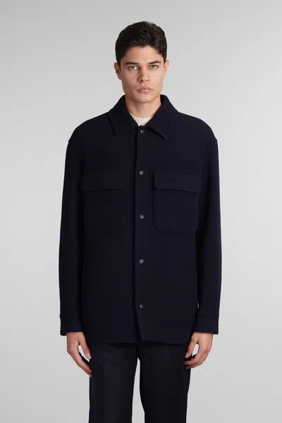 Emporio Armani Casual Jacket In Blue Wool