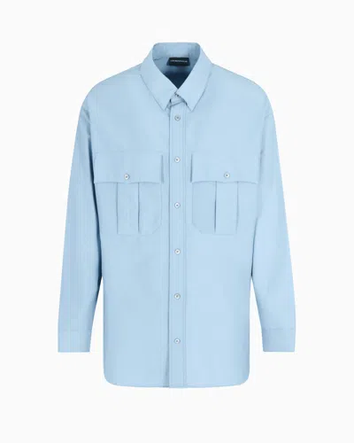 Emporio Armani Casual Shirts In Light Blue