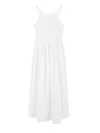Emporio Armani Long Dress In Poplin With Smocked Motif In White
