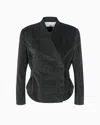 Emporio Armani Cavalry-effect Printed Velvet Jacket With Off-centre Fastening In Gray