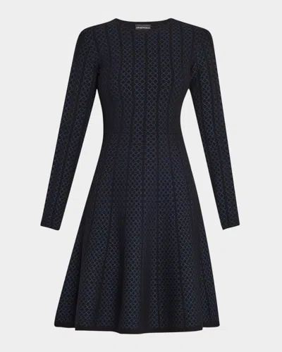 Emporio Armani Chain & Stripe Motif Jersey Dress In Black