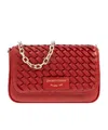 Emporio Armani Leather Shoulder Bag In Red