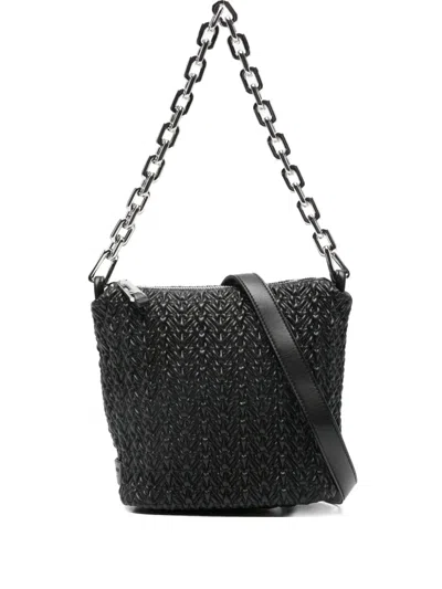 Emporio Armani Chain-strap Woven Shoulder Bag In Black