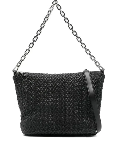 Emporio Armani Chain-strap Woven Shouler Bag In Black