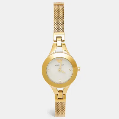 Emporio Armani Champagne Gold Tone Stainless Steel Classic Ar7363 Women's Wristwatch 26 Mm