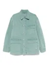 Emporio Armani Asv Vintage-look Comfort Cotton Canneté Jacket In Blue