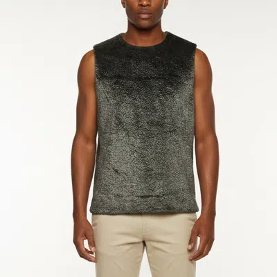 Pre-owned Emporio Armani Charcoal Grey Knit And Faux Shearling Plushed Vest L In Gray