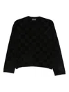 Emporio Armani Check Crewneck Sweater In Black