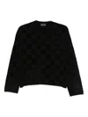 Emporio Armani Check Crewneck Sweater In Black