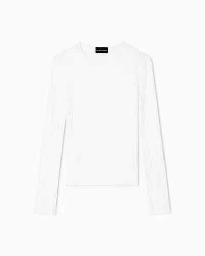 Emporio Armani Check-effect Knit Front And Back Viscose Jumper In White