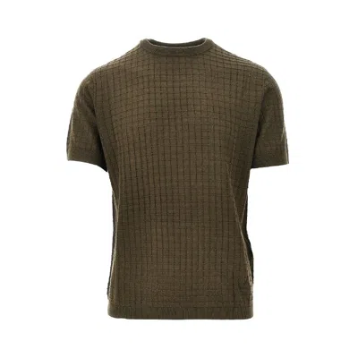 Emporio Armani Check Motif Knitted T-shirt In Green